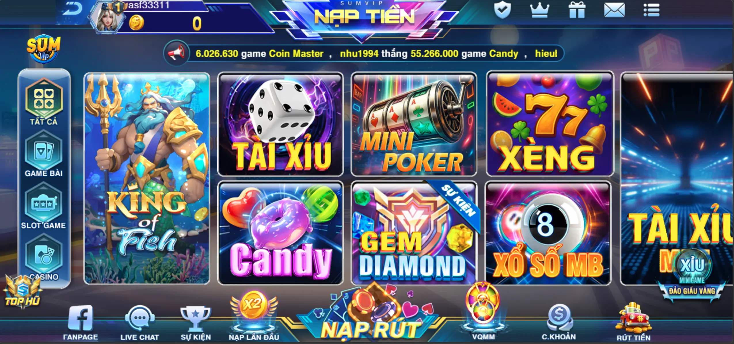 Danh sách Game Sumvip